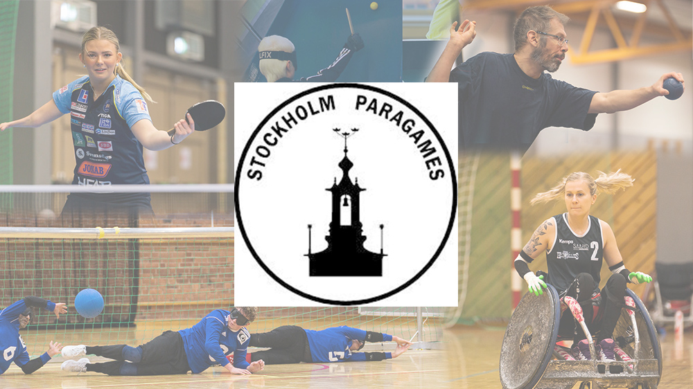 Ett montage av bilder på idrottare som utövar, boccia, goalball, showdown, bordtennis och rullstolsrugby. Paragames logga i mitten av bilden.