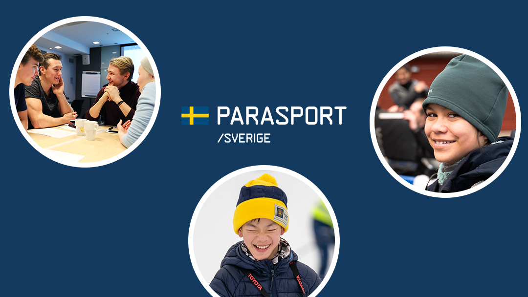 Flera bilder på barn och unga inom parasporten. De ser glada ut.